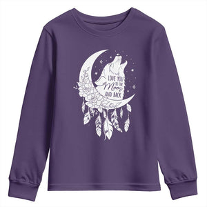 Valentine's Day Youth Sweatshirt Love You To The Moon And Back Wolf TS09 Purple Print Your Wear