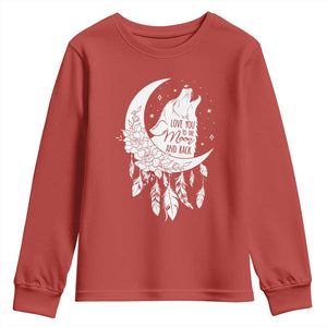 Valentine's Day Youth Sweatshirt Love You To The Moon And Back Wolf TS09 Red Print Your Wear