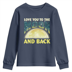 Valentine's Day Youth Sweatshirt Love You To The Moon And Back TS09 Navy Print Your Wear