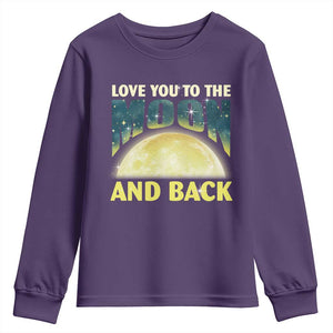 Valentine's Day Youth Sweatshirt Love You To The Moon And Back TS09 Purple Print Your Wear