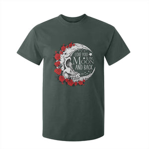 Valentine's Day T Shirt For Kid Love You To The Moon And Back Skull Rose TS09 Dark Forest Green Print Your Wear