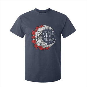 Valentine's Day T Shirt For Kid Love You To The Moon And Back Skull Rose TS09 Navy Print Your Wear