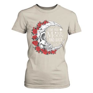 Valentine's Day T Shirt For Women Love You To The Moon And Back Skull Rose TS09 Sand Print Your Wear