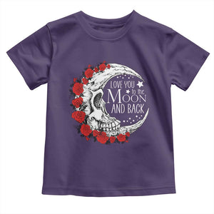 Valentine's Day Toddler T Shirt Love You To The Moon And Back Skull Rose TS09 Purple Print Your Wear