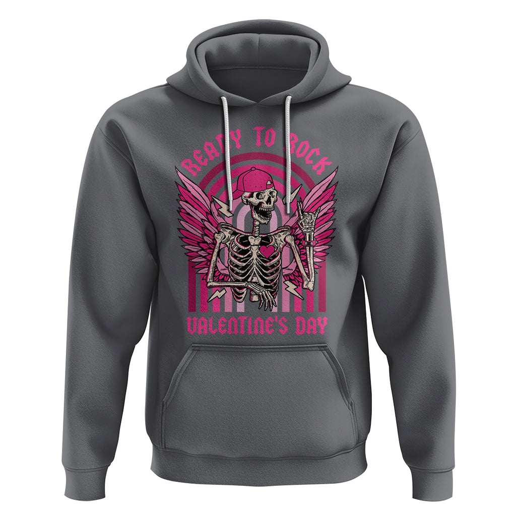 Skeleton Ready To Rock Valentine's Day Hoodie TS09 Charcoal Printyourwear