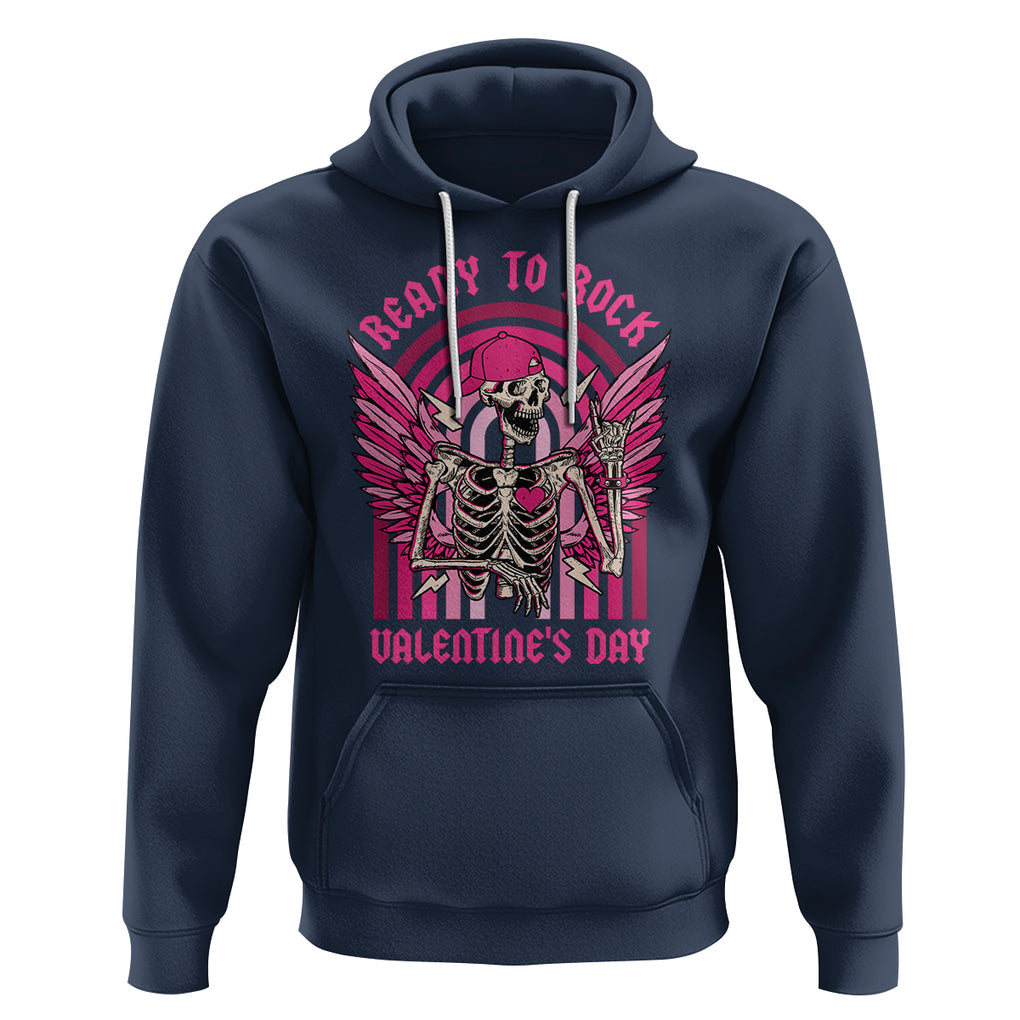 Skeleton Ready To Rock Valentine's Day Hoodie TS09 Navy Printyourwear