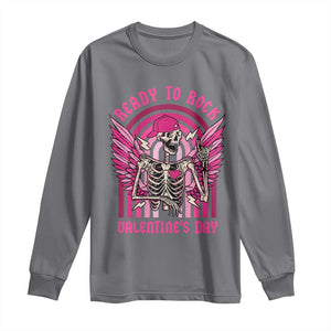 Skeleton Ready To Rock Valentine's Day Long Sleeve Shirt TS09 Charcoal Print Your Wear