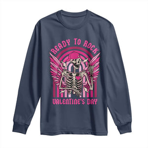 Skeleton Ready To Rock Valentine's Day Long Sleeve Shirt TS09 Navy Print Your Wear