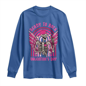 Skeleton Ready To Rock Valentine's Day Long Sleeve Shirt TS09 Royal Blue Print Your Wear