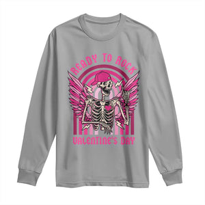 Skeleton Ready To Rock Valentine's Day Long Sleeve Shirt TS09 Sport Gray Print Your Wear