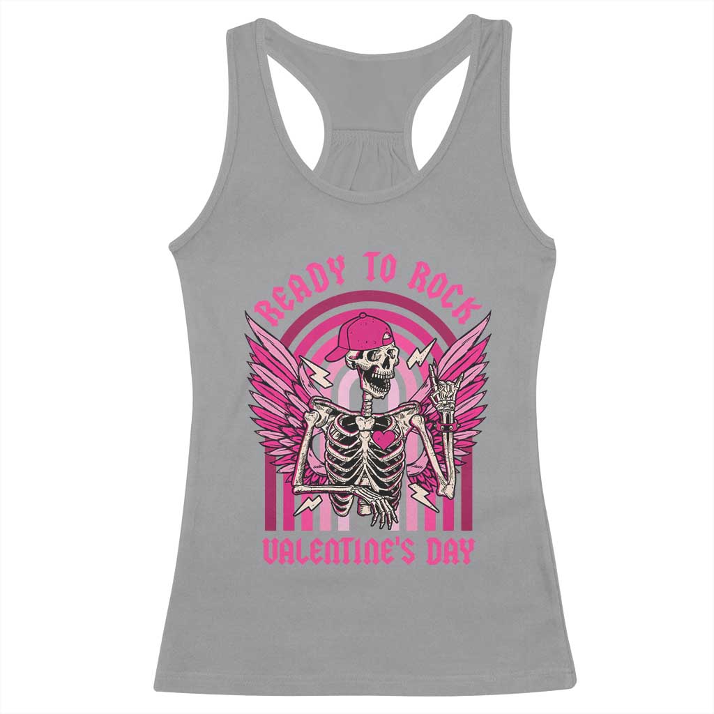 Skeleton Ready To Rock Valentine's Day Racerback Tank Top TS09 Sport Gray Print Your Wear