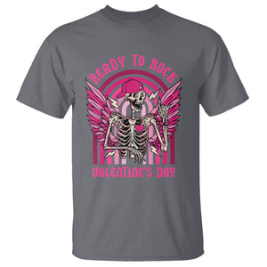 Skeleton Ready To Rock Valentine's Day T Shirt TS09 Charcoal Printyourwear