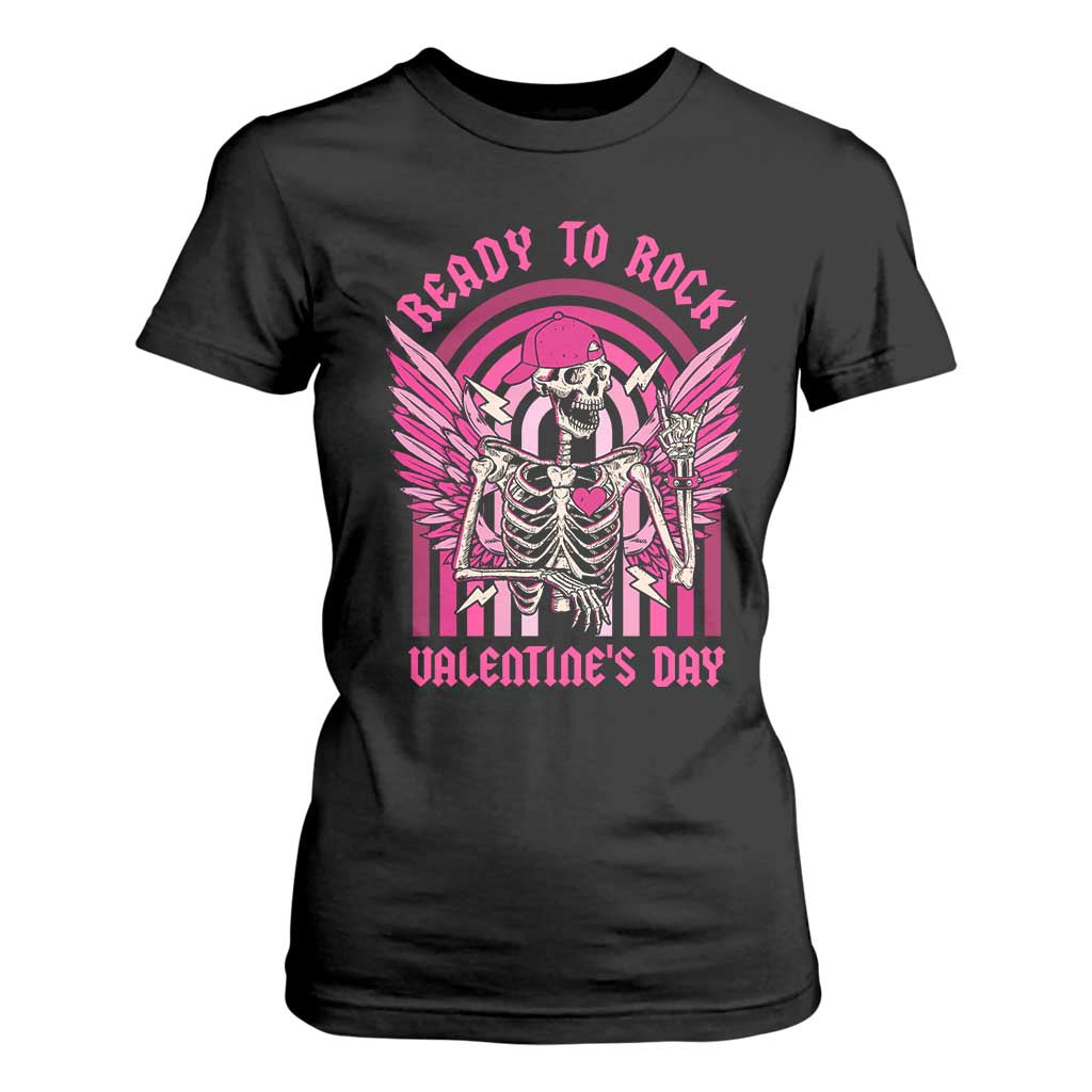 Skeleton Ready To Rock Valentine's Day T Shirt For Women TS09 Black Print Your Wear