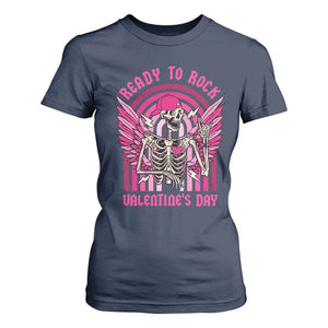 Skeleton Ready To Rock Valentine's Day T Shirt For Women TS09 Navy Print Your Wear