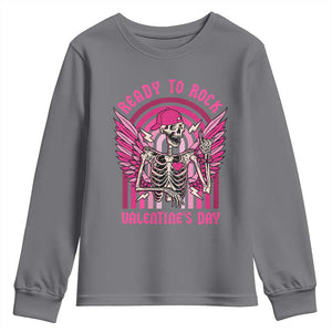 Skeleton Ready To Rock Valentine's Day Youth Sweatshirt TS09 Charcoal Print Your Wear