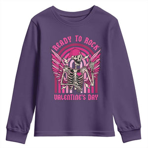 Skeleton Ready To Rock Valentine's Day Youth Sweatshirt TS09 Purple Print Your Wear