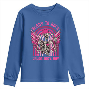 Skeleton Ready To Rock Valentine's Day Youth Sweatshirt TS09 Royal Blue Print Your Wear