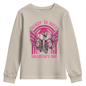 Skeleton Ready To Rock Valentine's Day Youth Sweatshirt TS09 Sand Print Your Wear