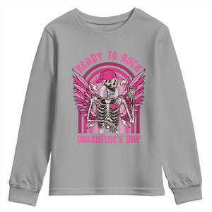 Skeleton Ready To Rock Valentine's Day Youth Sweatshirt TS09 Sport Gray Print Your Wear