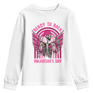 Skeleton Ready To Rock Valentine's Day Youth Sweatshirt TS09 White Print Your Wear