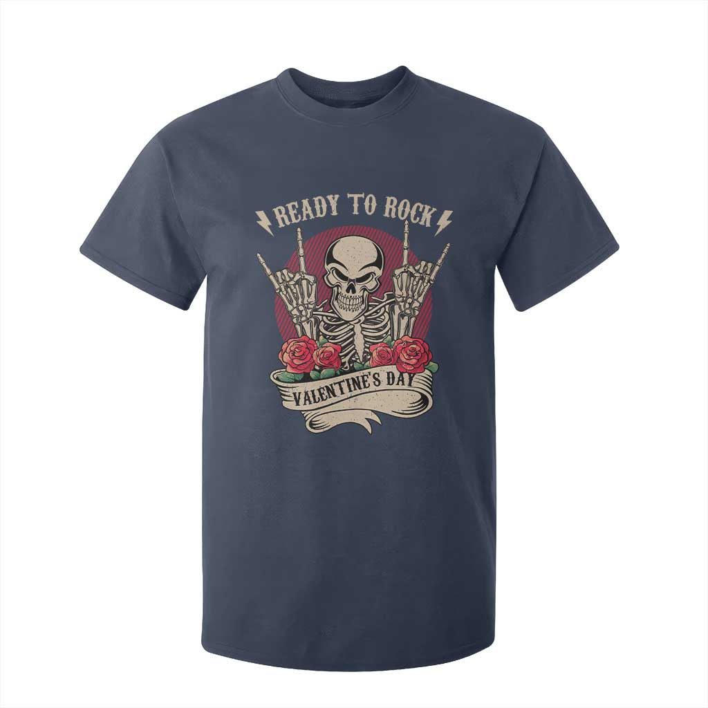 Funny Skeleton Ready To Rock Valentine's Day T Shirt For Kid TS09 Navy Print Your Wear