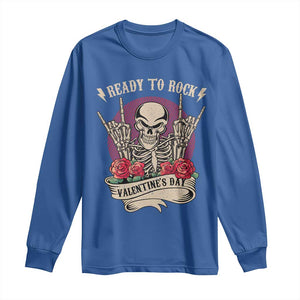 Funny Skeleton Ready To Rock Valentine's Day Long Sleeve Shirt TS09 Royal Blue Print Your Wear