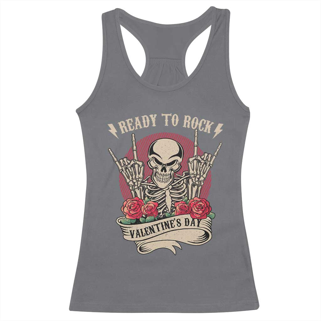 Funny Skeleton Ready To Rock Valentine's Day Racerback Tank Top TS09 Charcoal Print Your Wear
