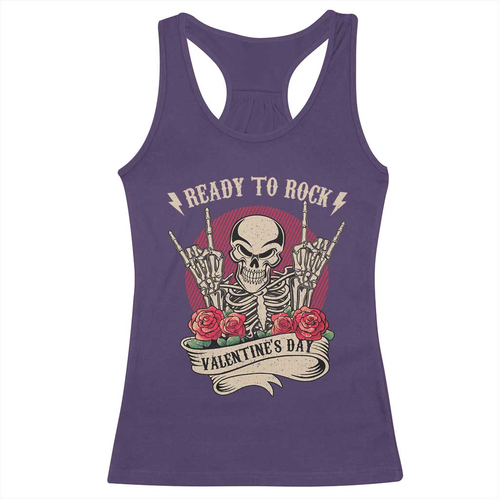 Funny Skeleton Ready To Rock Valentine's Day Racerback Tank Top TS09 Purple Print Your Wear