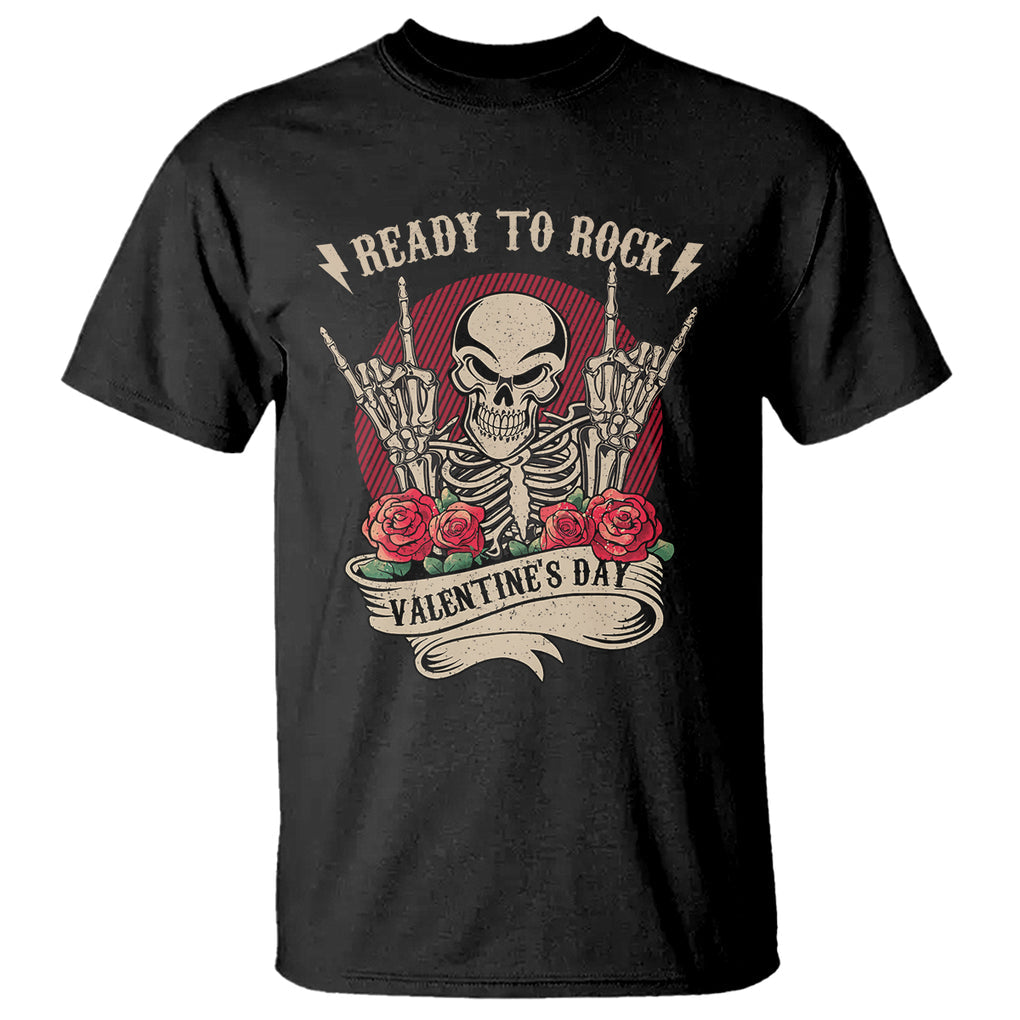 Skeleton Ready To Rock Valentine's Day T Shirt TS09 Black Printyourwear