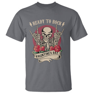 Skeleton Ready To Rock Valentine's Day T Shirt TS09 Charcoal Printyourwear