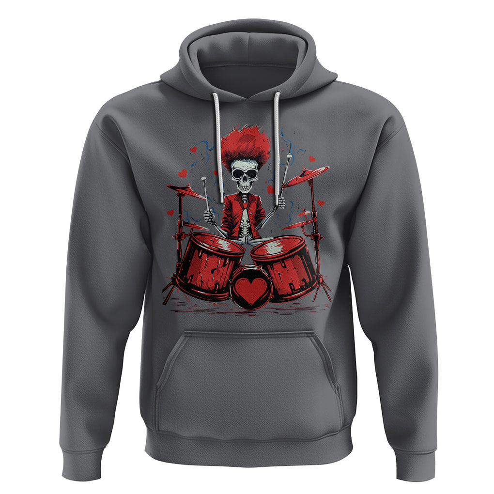 Valentine's Day Hoodie Cool Skeleton Drummer Rock Lover TS09 Charcoal Printyourwear