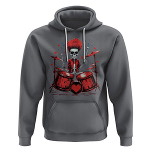 Valentine's Day Hoodie Cool Skeleton Drummer Rock Lover TS09 Charcoal Printyourwear