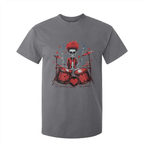 Valentine's Day T Shirt For Kid Cool Skeleton Drummer Rock Lover TS09 Charcoal Print Your Wear