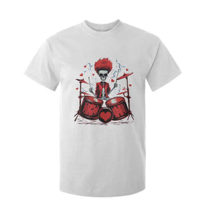 Valentine's Day T Shirt For Kid Cool Skeleton Drummer Rock Lover TS09 White Print Your Wear