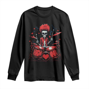 Valentine's Day Long Sleeve Shirt Cool Skeleton Drummer Rock Lover TS09 Black Print Your Wear