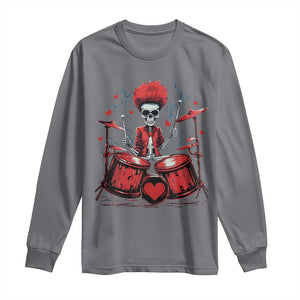 Valentine's Day Long Sleeve Shirt Cool Skeleton Drummer Rock Lover TS09 Charcoal Print Your Wear