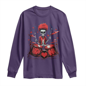 Valentine's Day Long Sleeve Shirt Cool Skeleton Drummer Rock Lover TS09 Purple Print Your Wear