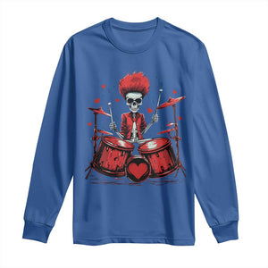 Valentine's Day Long Sleeve Shirt Cool Skeleton Drummer Rock Lover TS09 Royal Blue Print Your Wear