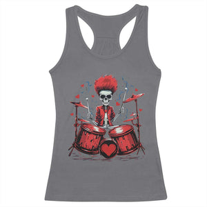 Valentine's Day Racerback Tank Top Cool Skeleton Drummer Rock Lover TS09 Charcoal Print Your Wear