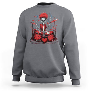 Valentine's Day Sweatshirt Cool Skeleton Drummer Rock Lover TS09 Charcoal Printyourwear