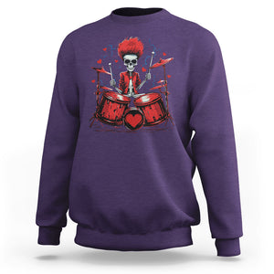 Valentine's Day Sweatshirt Cool Skeleton Drummer Rock Lover TS09 Purple Printyourwear