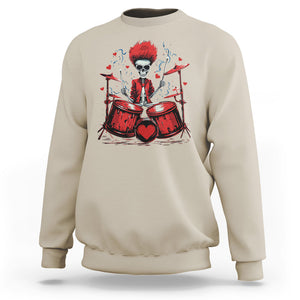 Valentine's Day Sweatshirt Cool Skeleton Drummer Rock Lover TS09 Sand Printyourwear