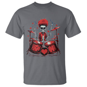 Valentine's Day T Shirt Cool Skeleton Drummer Rock Lover TS09 Charcoal Printyourwear
