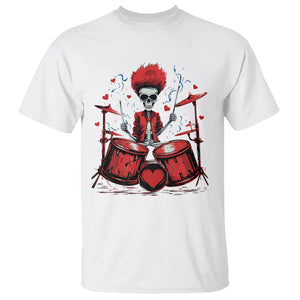 Valentine's Day T Shirt Cool Skeleton Drummer Rock Lover TS09 White Printyourwear