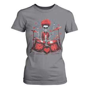 Valentine's Day T Shirt For Women Cool Skeleton Drummer Rock Lover TS09 Charcoal Print Your Wear