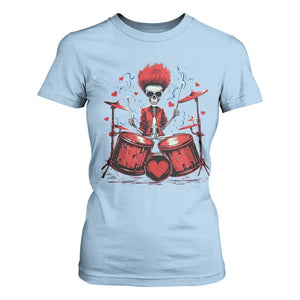 Valentine's Day T Shirt For Women Cool Skeleton Drummer Rock Lover TS09 Light Blue Print Your Wear