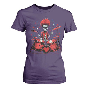 Valentine's Day T Shirt For Women Cool Skeleton Drummer Rock Lover TS09 Purple Print Your Wear