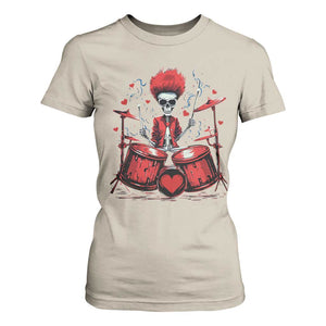 Valentine's Day T Shirt For Women Cool Skeleton Drummer Rock Lover TS09 Sand Print Your Wear