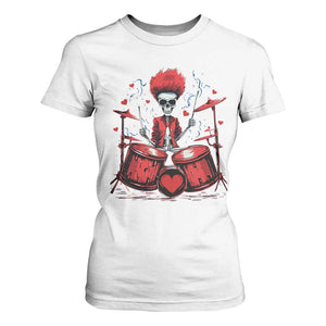 Valentine's Day T Shirt For Women Cool Skeleton Drummer Rock Lover TS09 White Print Your Wear