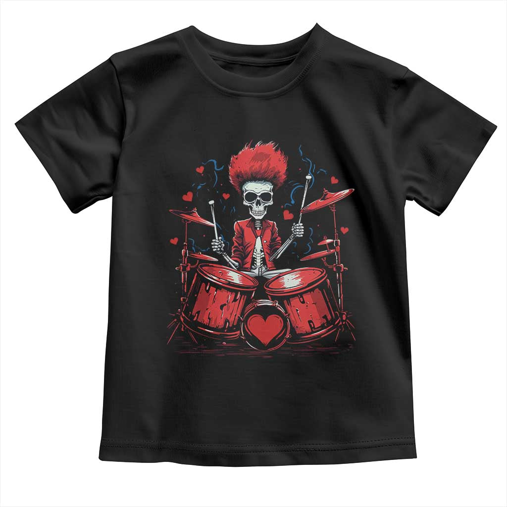 Valentine's Day Toddler T Shirt Cool Skeleton Drummer Rock Lover TS09 Black Print Your Wear